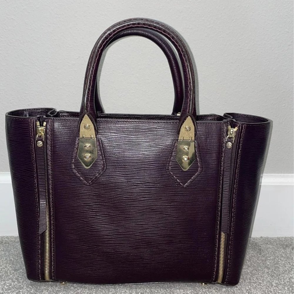 HENRI BENDEL "A-List" Mini Purple Embossed Leather Satchel Bag